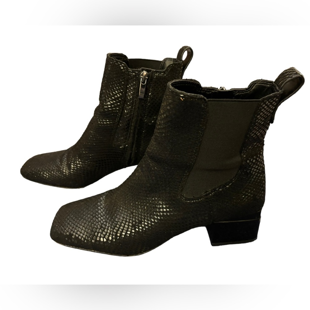 Franco Sarto‎ Women’s Black Waxton Snake Embossed Ankle Boot Size 7M
